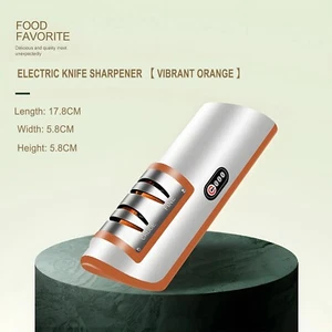 Orange USB Knife Sharpener – 2-Stage for Chef, Pocket, Ceramic Knives – Free Shi - Picture 1 of 5