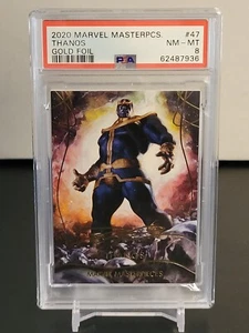 2020 Marvel Masterpieces #47 THANOS GOLD FOIL Signature #47 PSA 8 POP 2 - Picture 1 of 6