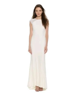 BADGLEY MISCHKA Collection Women's Dress Gown White Long Sequins Size 2 XS NWT - Picture 1 of 6