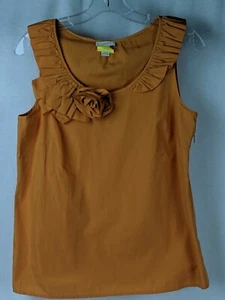 J. BLUSA DE MUJER CREW 100 % ALGODÓN SIN MANGAS CON VOLANTES Y FLORES TALLA 4 - Imagen 1 de 4
