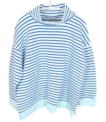 Sudadera T BY TALBOTS Texturizada Rayas Botón Puño Cuello Simulado Talla XL Azul Aqua Foto 1 de 4