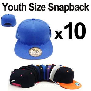Wholesale lot 10 Kids Youth size snapback caps hats Blank Plain Solid Children's - Picture 1 of 11