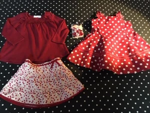 Gymboree Cherry Pie cherries dress skort top hair set lot 12-18 18-24 EUC - Picture 1 of 6
