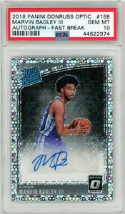 PSA 10 Marvin Bagley III //POP 5 // 2018 Panini Donruss Optic // Autograph - Fas - Picture 1 of 2