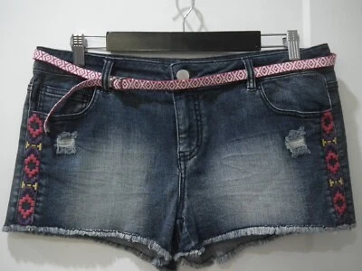 Pantalones cortos de mezclilla Aqua laterales a rayas lavado claro borde crudo dobladillo 31W/3" entrepierna Foto 1 de 4