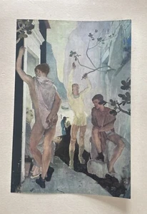 Placa Glyn Philpot #XVII con impresión a color vintage de 1920 "Penélope and the Lovers" - Imagen 1 de 7