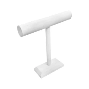 Jewelry Display Holder White Faux Leather High Necklace T-Bar Stand 12'' x 12'' - Picture 1 of 3