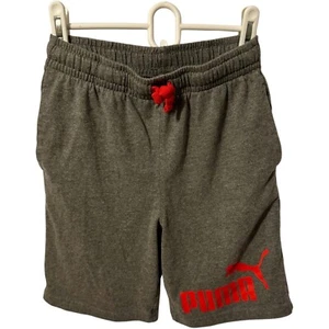 Puma Kids Logo Athletic Shorts, Grey and Red, Size Small, 6/7 - Picture 1 of 4