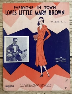 Vintage Piano Sheet Music: Everyone In Town Loves Little Mary Brown 1931 - Picture 1 of 6