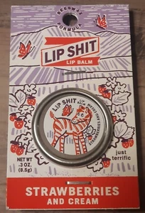 BlueQ Lip Sh*t Lip Balm Beeswax Formula Strawberries and Cream NIP - Picture 1 of 2