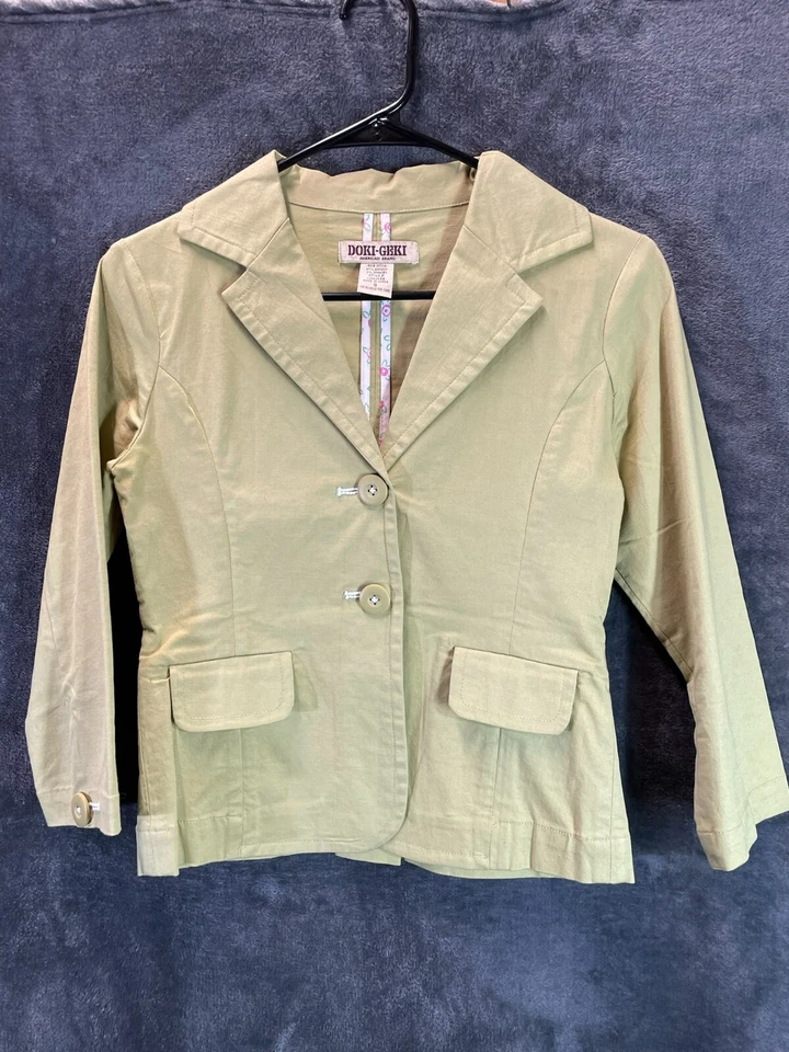 Jaqueta Blazer Doki-Geki Feminina 2 Botões Bambu Manga Longa Bege Tamanho Pequeno - Imagem 1 de 4