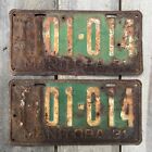 Paire de plaques d'immatriculation de camion Manitoba 1931 T-101-014 Canada vert et blanc '31