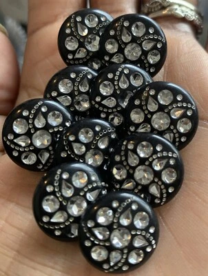 BLACK DIAMANTE EFFECT SHANK BUTTONS 28L 20mm Pack Of 20 - Image 1 of 4