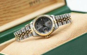 Ladies Steel & Gold Rolex Datejust 26mm 69173 Custom Wimbledon Numeral Dial - Picture 1 of 6