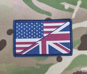 USA / British Flag woven Badge Patch 50mm x 80mm union jack flag 1/2 US States / - Bild 1 von 1