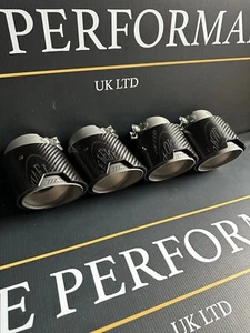 Puntas de escape de fibra de carbono de acero inoxidable pulido con arena BMW X3M X4M F97 F98 - Imagen 1 de 7