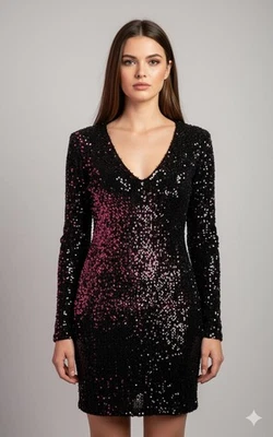 Motel блестки мини-платье - черный и розовый омбр - Изображение 1 из 4