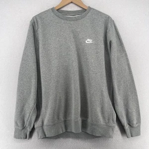 NIKE Sweatshirt Mens L Sportswear Club Fleece Jumper Pullover Skateboarding Gray - Picture 1 of 12