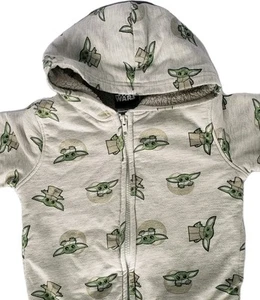 Star Wars Boy's Sweatshirt W/ Hood Full Zip Baby Yoda Hoodie 4t Grey Fuzzy Lined - Picture 1 of 8