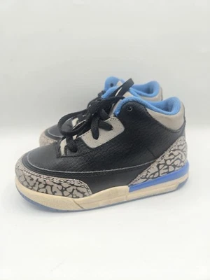 Nike Air Jordan 3 III Retro Negro/REAL Azul Cemento TD Bebé 7c Foto 1 de 4