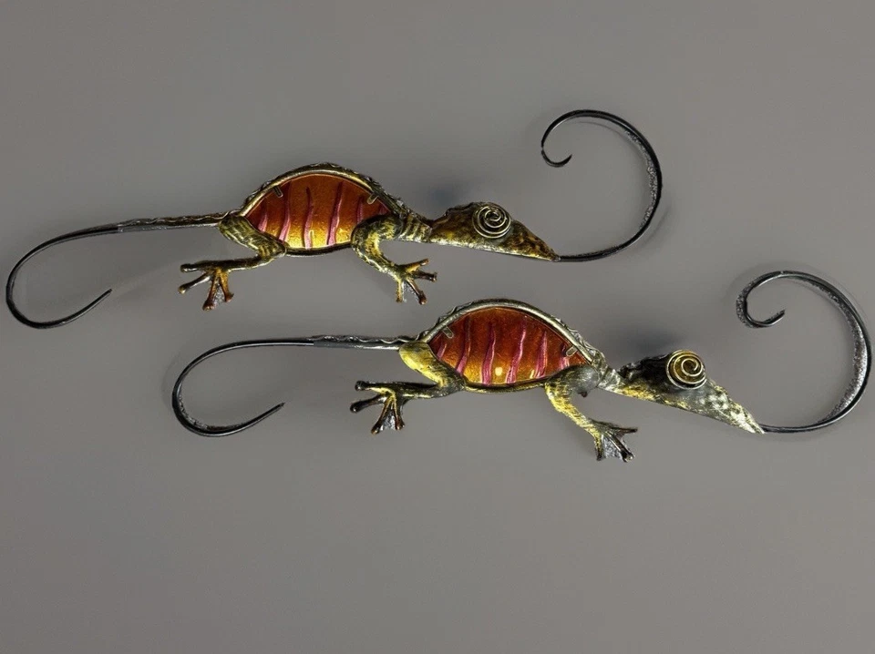 GECKO 装饰橙色 18 英寸彩色玻璃等离子切割金属墙面花园装饰 2 件套 — 第 1/4 张图片