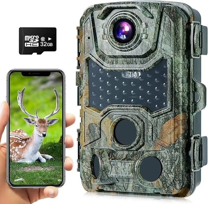 Wildlife Camera 4K 32MP with 32GB microSD 940nm IR LEDs Bluetooth Motion Detector After - Image 1 of 4