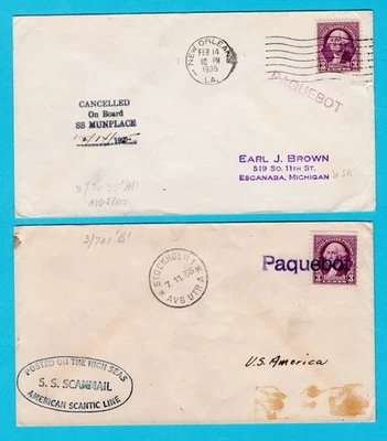USA paquebot 2 covers S.S. Munplace, Scanmail 1935-1938 New Orleans, Stockholm - Image 1 of 2