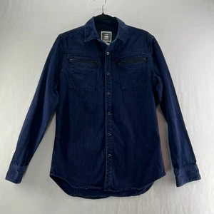G-Star Raw Denim Long Sleeve Shirt Men M Button Up Utility Workwear Stretch Blue - Picture 1 of 13