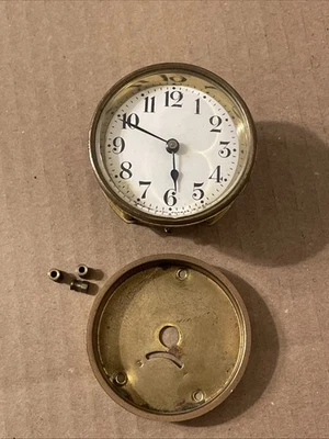 Antique Seth Thomas Novelty Clock Movement Enamel Dial Hands Parts - Image 1 of 4