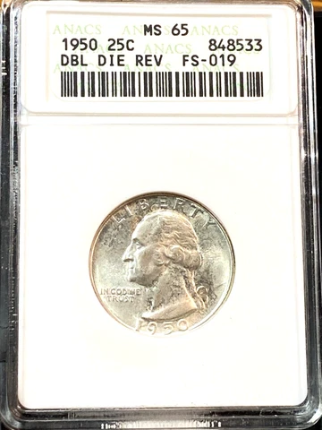 1950 Washington Quarter DDR FS-019 (801) ANACS MS65 Best Price Ebay* CHRC Cover