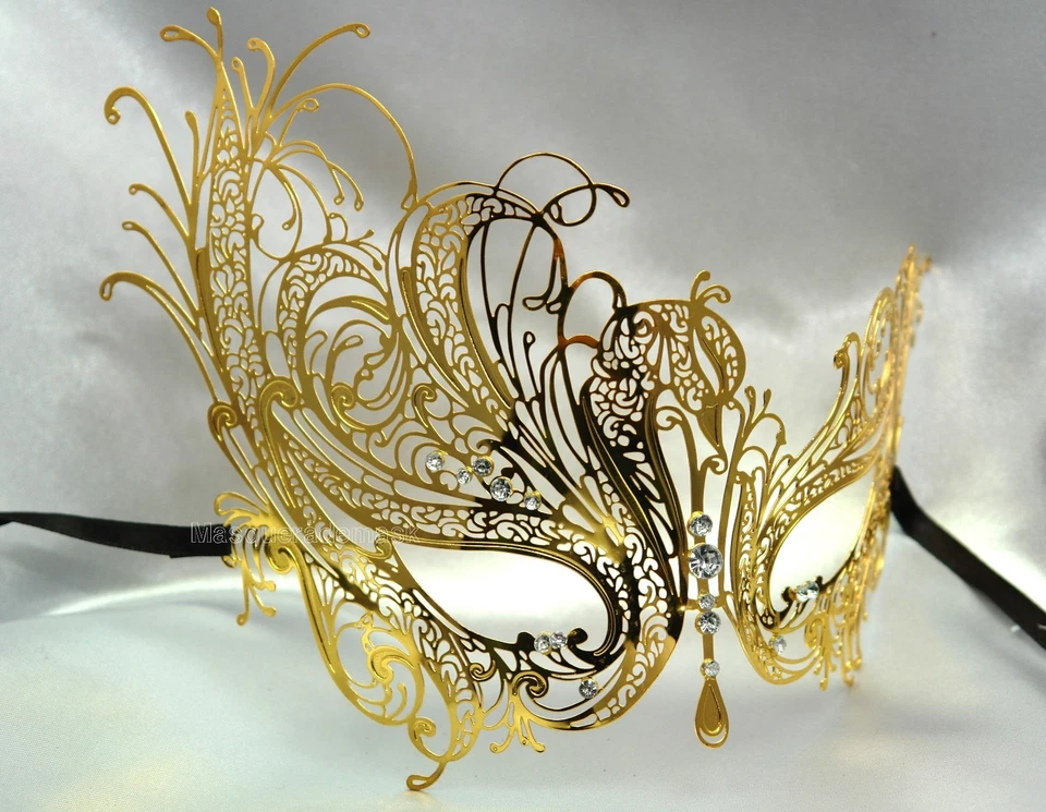Black Swan metal Masquerade Ball eye mask Carnival Costume Prom birthday Party - Image 1 of 1