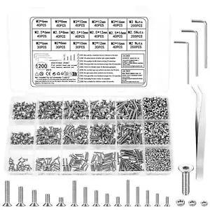 1200-tlg. M2/M2,5/M3 Senkkopfschrauben Schrauben und Muttern Set, Flachkopf Sechskant - Bild 1 von 10