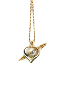 Vintage 14k Herz mit Piercing Pfeil und Diamant - Bild 1 von 3