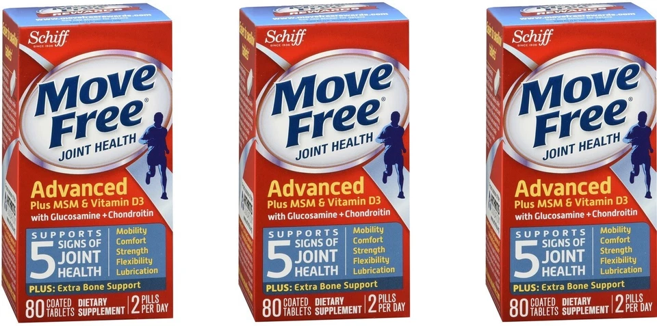 Move Free улучшенное здоровье суставов с витамином D таблетки MSM 80 штук (3 упаковки) - Изображение 1 из 1