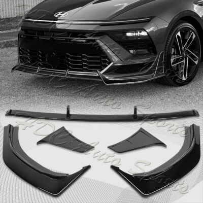 For 2024-2025 Hyundai Sonata N-Line Painted Black Front Lower Bumper Lip Spoiler - Image 1 of 4