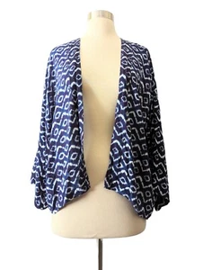 LOFT Cardigan Kimono Tie Dye Blue White Open Boho XS/S - Picture 1 of 5