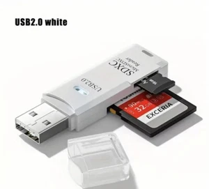 SD XC Micro Card Reader USB to SD Micro SD TF Smart Memory Card Adapter (White) - Picture 1 of 7