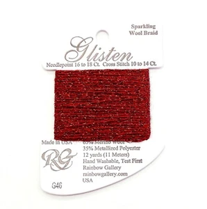 GLISTEN Sparkling Braid #46 Crimson Needlepoint Thread by Rainbow Gallery - Picture 1 of 1