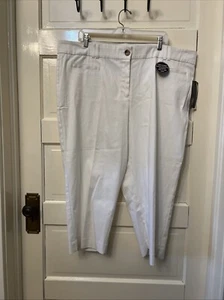 New Counterparts Womens pull on stretch Capri Pants front pockets White NWT 20W - Picture 1 of 7