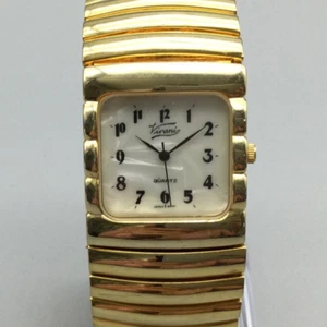 Vivani Watch Women 33mm Gold Tone MOP Rectangle Dial Stretch Band New Battery - Picture 1 of 15