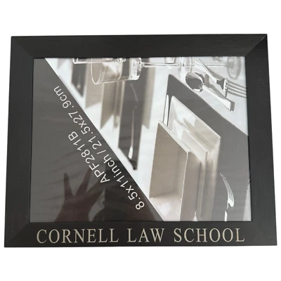Nuevo marco de diploma de la Facultad de Derecho de Cornell 8,5x11 negro exhibición de certificado Foto 1 de 4