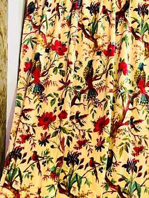 2 PC INDIAN VINTAGE COTTON VELVET CURTAIN DRAPE WINDOW DECOR HEAVY DOOR CURTAIN - Image 1 of 4