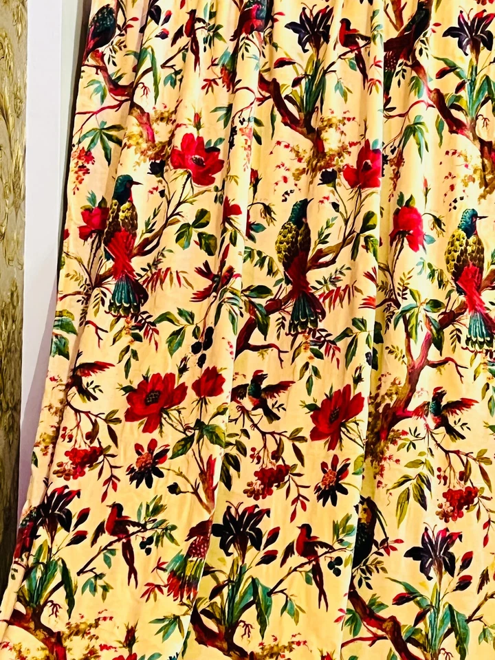 2 PIEZAS CORTINA DE TERCIOPELO DE ALGODÓN INDIO VINTAGE CORTINA DE VENTANA CORTINA DE PUERTA PESADA Foto 1 de 4