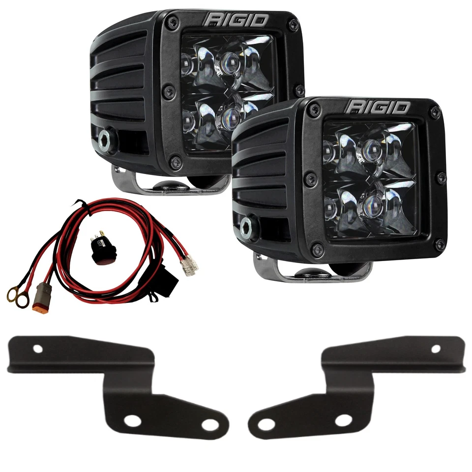 RIGID A-Pillar Mount Kit & Midnight Black LED Lights for 18-25 Jeep Wrangler JL - Image 1 of 4