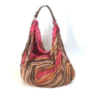 CELINE scarf bag Hand Bag Shoulder Shoulder Bag silk / Leather pink/Brown - Picture 1 of 17