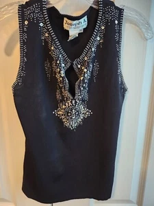 black sequence and beads sleeveless sweater by Joseph A. paris-london-new york - Picture 1 of 6