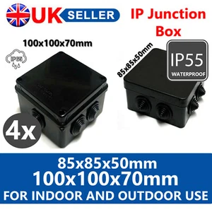 4X WATERPROOF JUNCTION BOX ENCLOSURE IP65 BLACK FOR OUTDOOR ELECTRIC PROTECTION - Picture 1 of 4