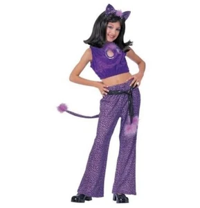 Kids Costume Purple Leopard Cat Pop Star 70's Disco 90's Y2K Size 12-14 - Picture 1 of 3