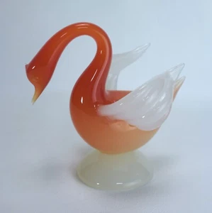 Archimede Seguso Murano Glass Bird Sculpture Orange Alabastro - Picture 1 of 11