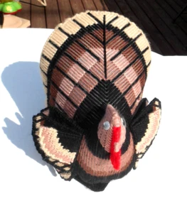 Vintage Needlepoint Thanksgiving Turkey Centerpiece Decor - Picture 1 of 5